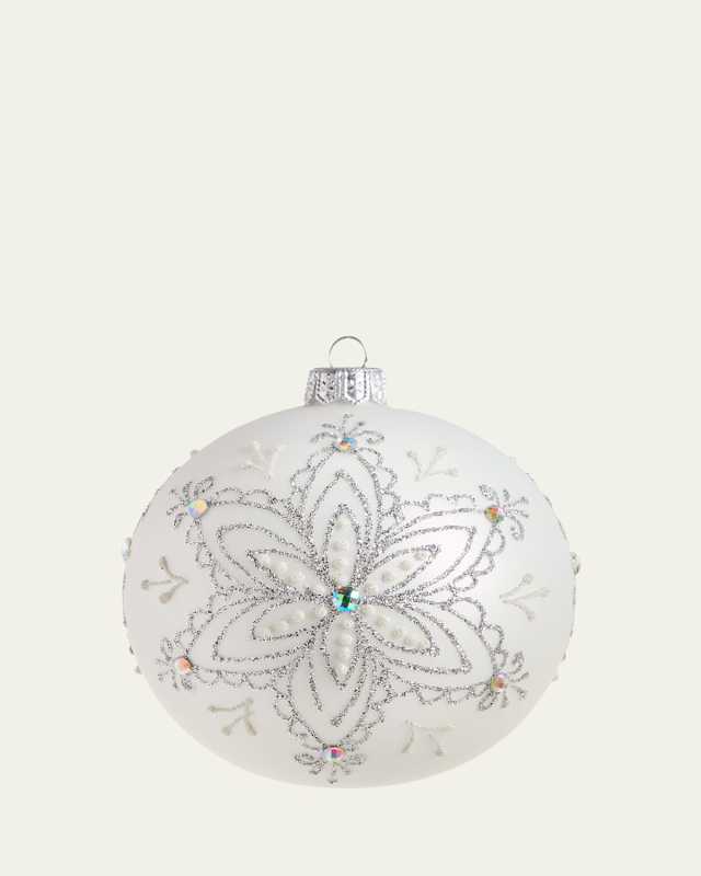 White Silver Snowflake Ball Christmas Ornament