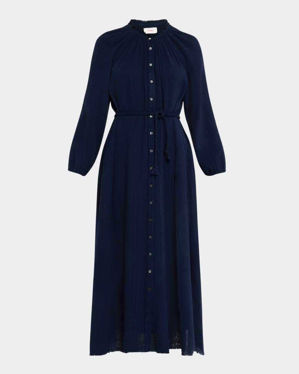 Andrea Ruched Cotton Gauze Maxi Dress