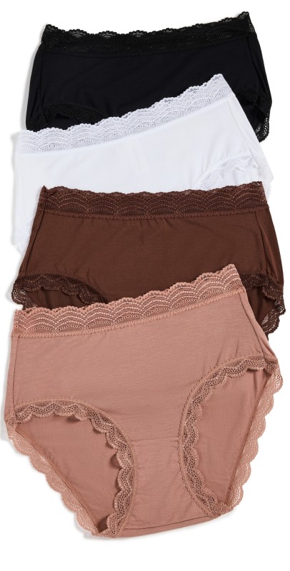 Stripe & Stare High Rise Knickers Four Pack Mocha Essentials