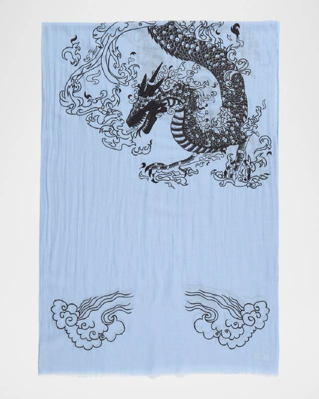 Dragon Cashmere Eyelash Fringe Scarf
