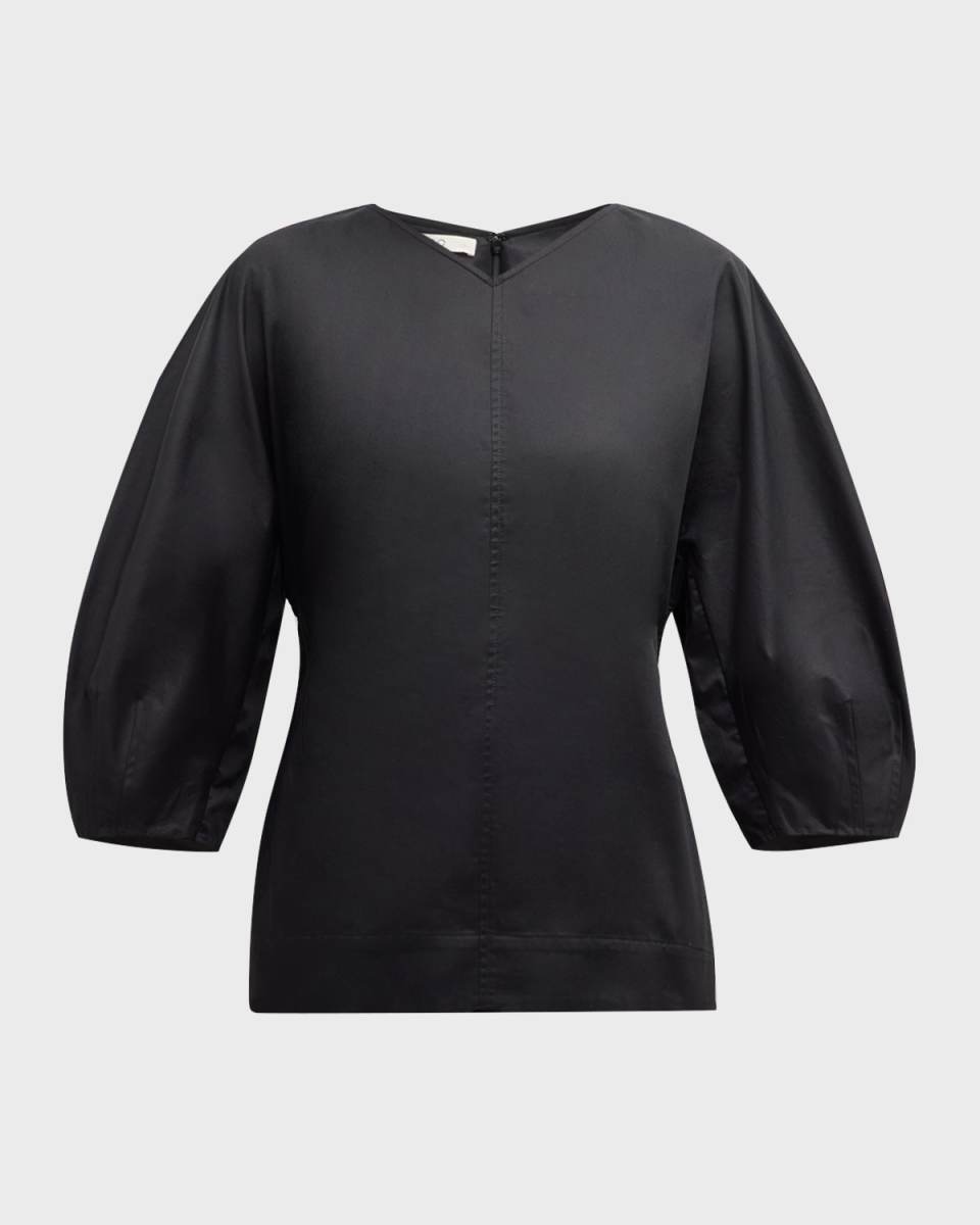Bubble Sleeve Sateen Blouse