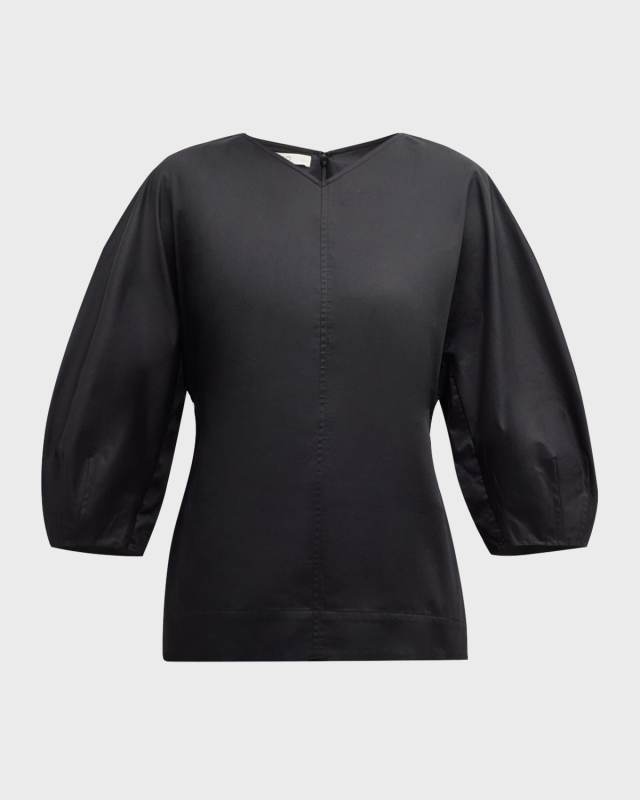 Bubble Sleeve Sateen Blouse