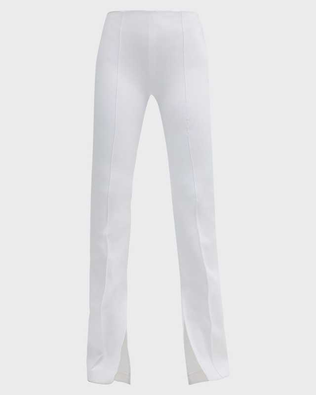 Neoprene Slit-Cuff Flare Pants