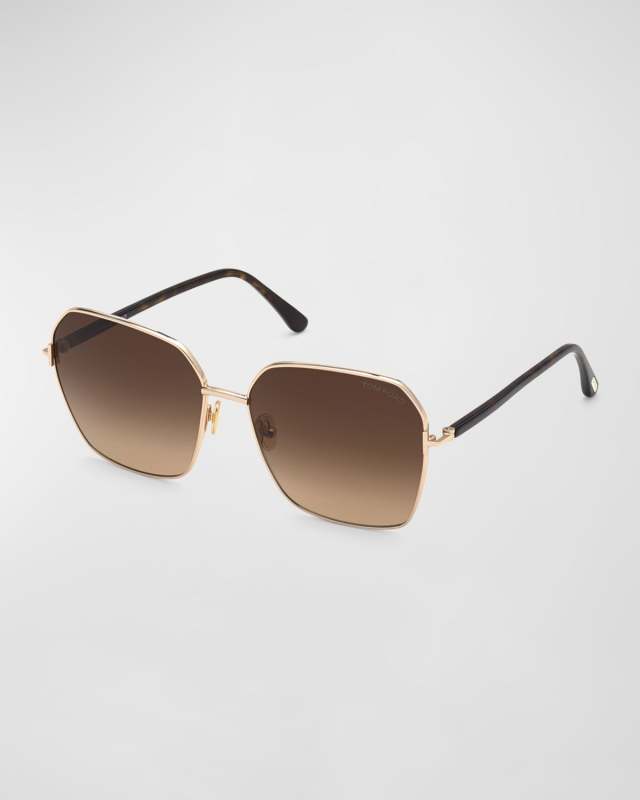 Claudia Geometric Metal/Acetate Sunglasses
