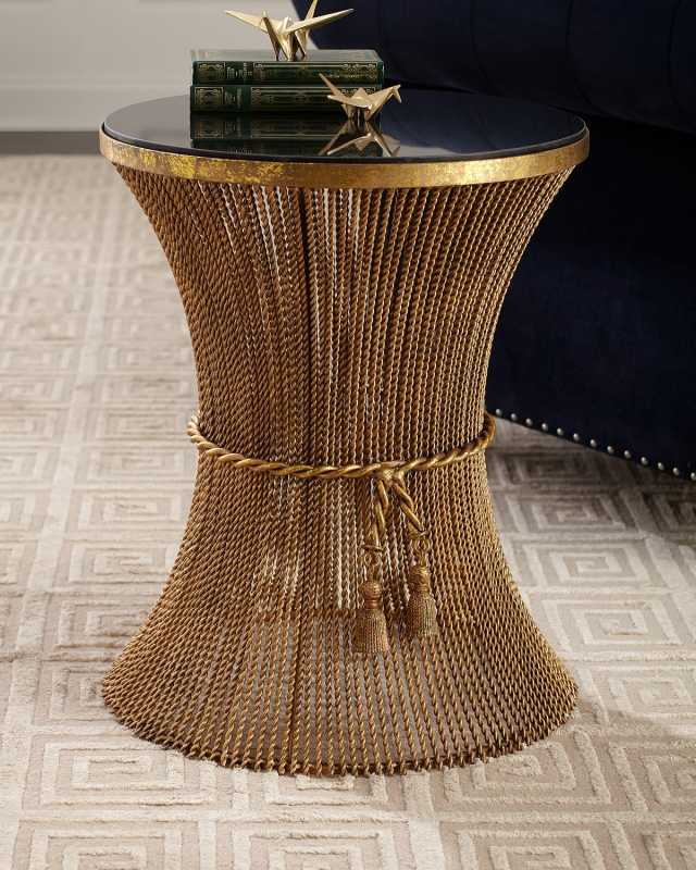 Antonella Twisted Gold Side Table