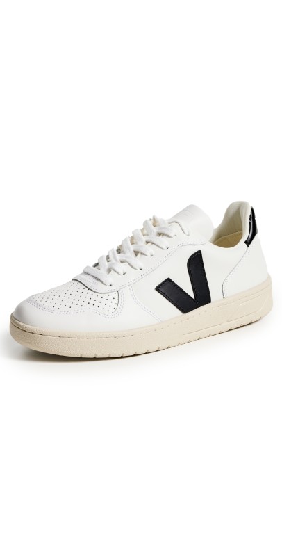 Veja V-10 Lace Up Sneakers Extra White/Black