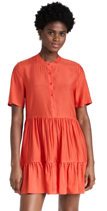 SIMKHAI Livie Tiered Mini Dress Flame
