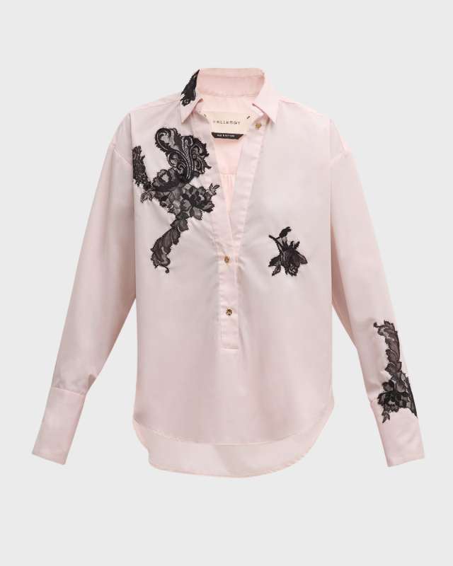 Leiva Lace-Trim Button-Down Shirt