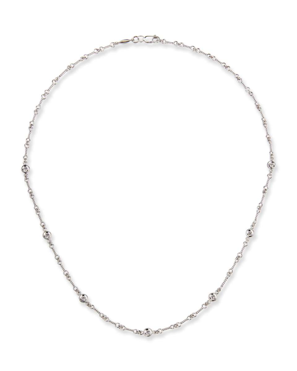 18k White Gold Diamond-Bezel Necklace