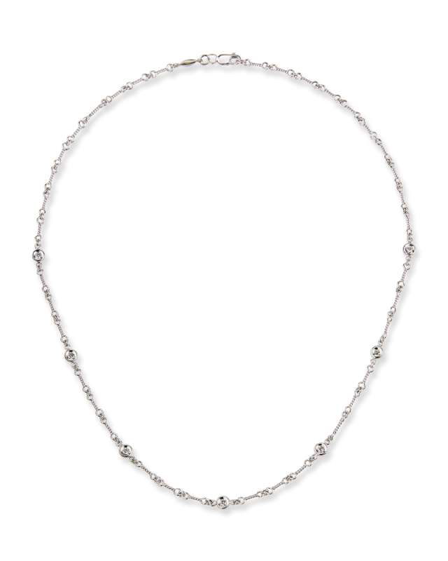 18k White Gold Diamond-Bezel Necklace