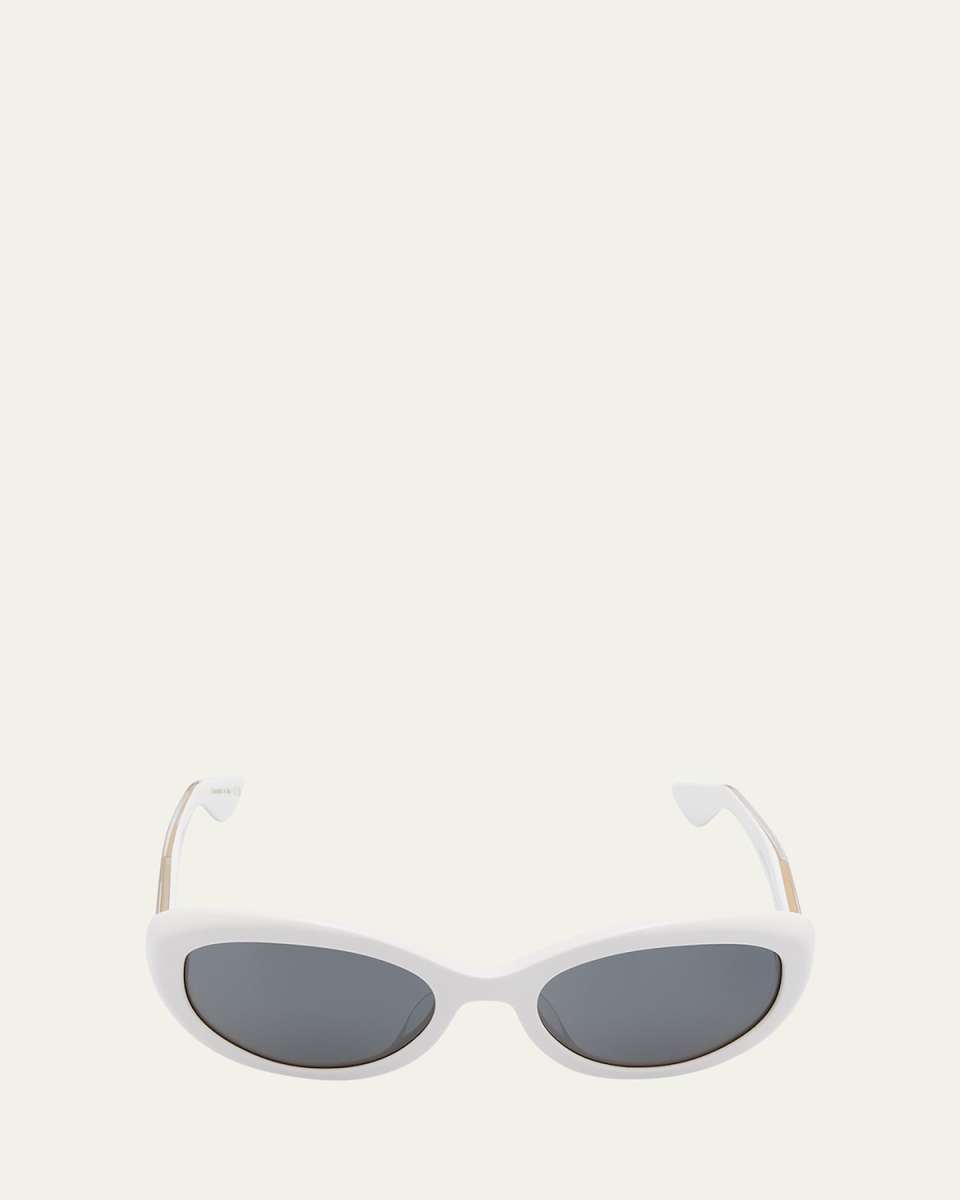 1979C White Acetate Oval Sunglasses