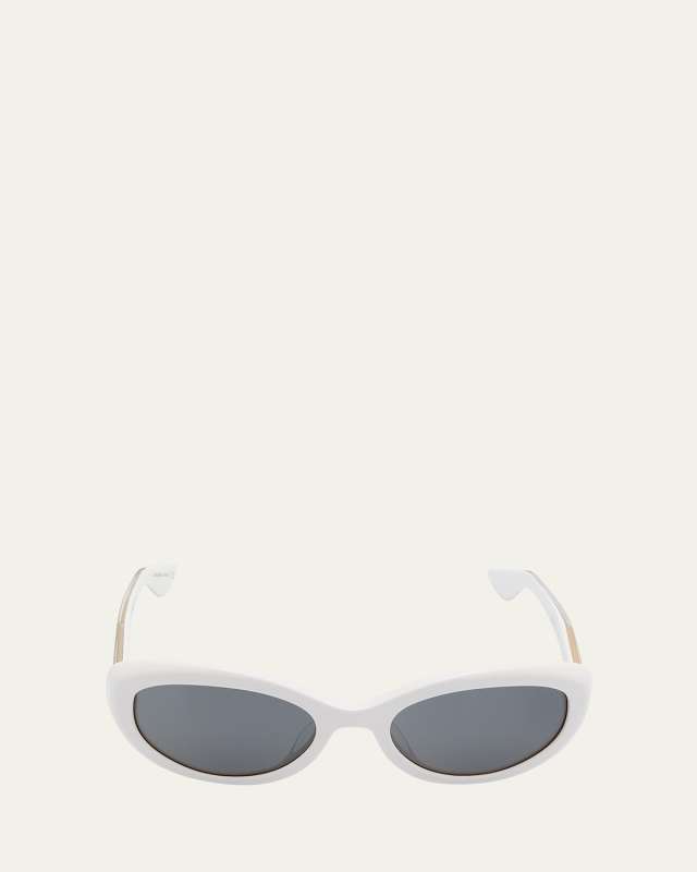 1979C White Acetate Oval Sunglasses