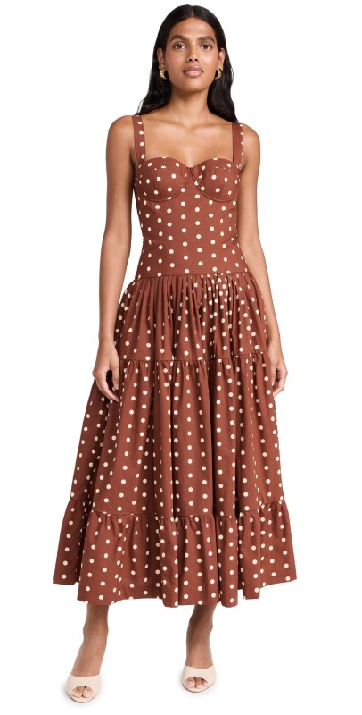 Cara Cara Santiago Midi Dress Dot Burnt Red