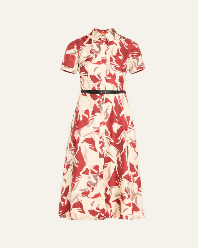 Kiera Floral Print Button-Front Shirtdress