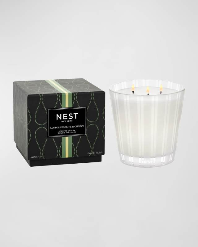Santorini Olive and Citron 3 Wick Candle, 21.2 oz.