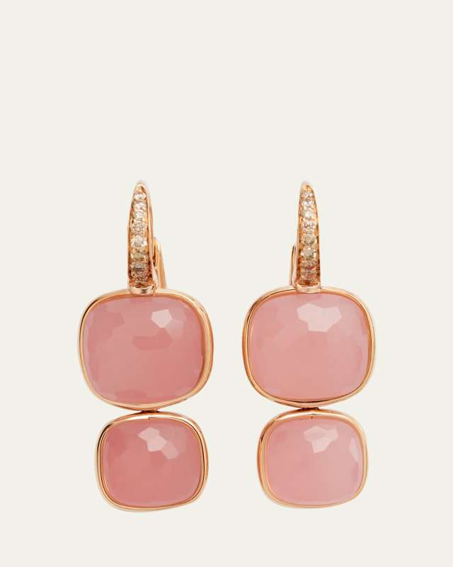 Nudo 18K Rose Gold Rose Quartz Brown Diamond Pendant Earring