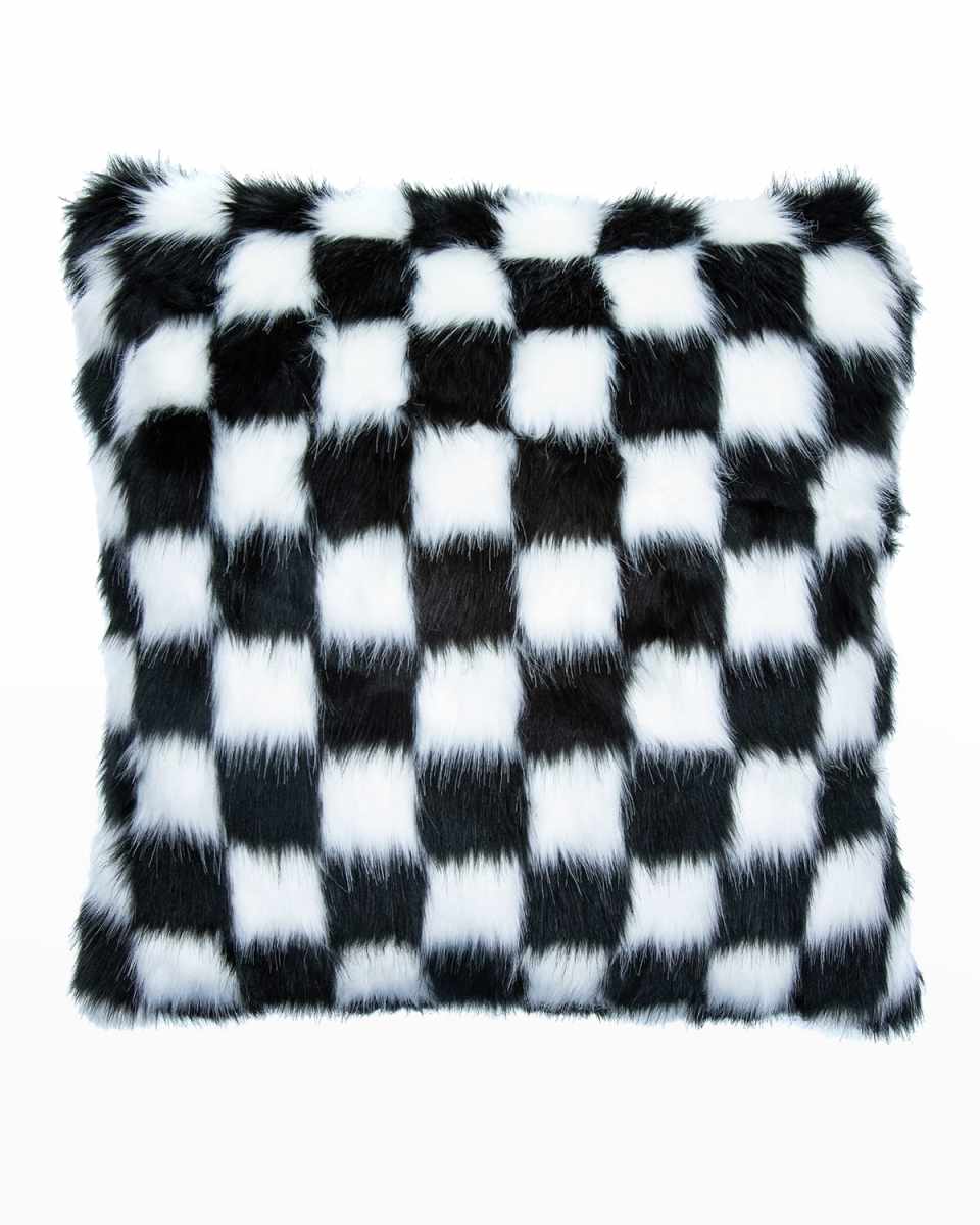 Fab Faux Fur Check Pillow -