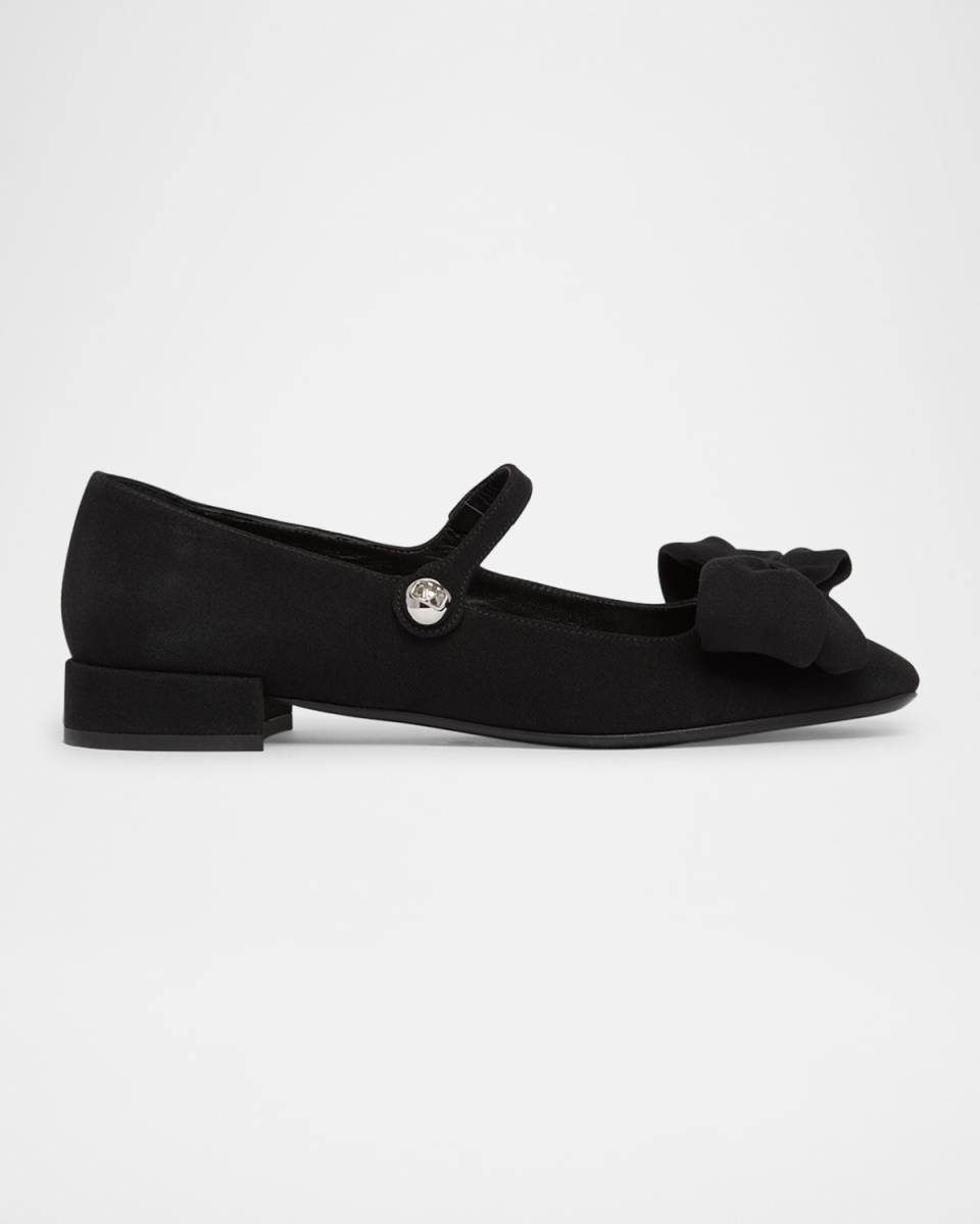 Satin Bow Mary Jane Ballerina Flats