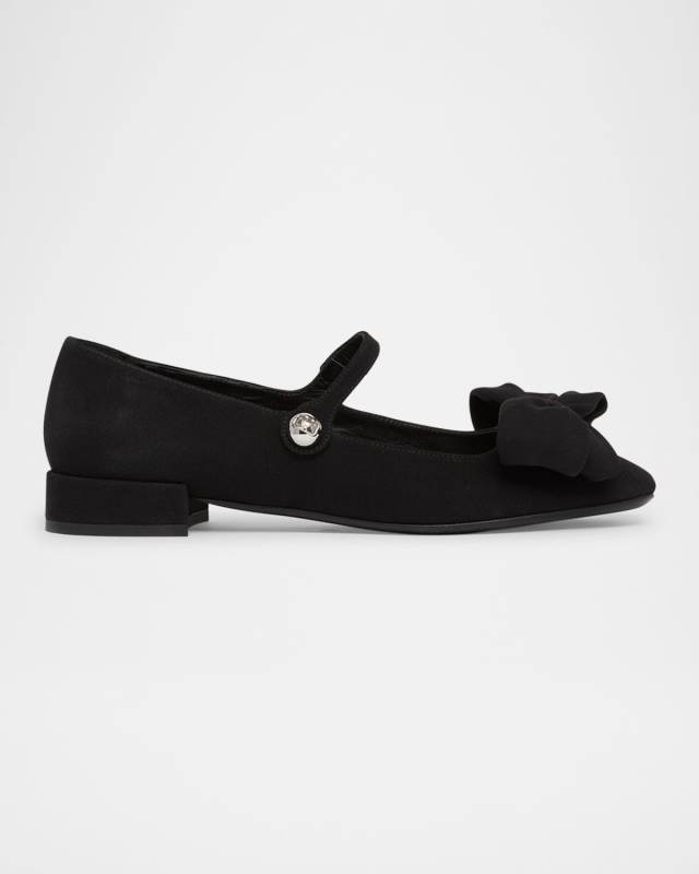 Satin Bow Mary Jane Ballerina Flats