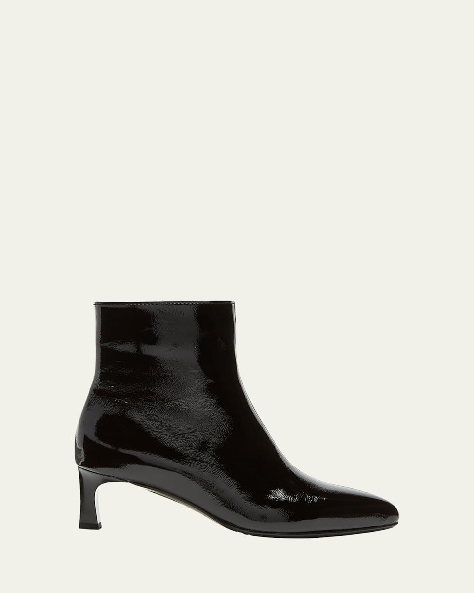 Amely Patent Kitten-Heel Booties