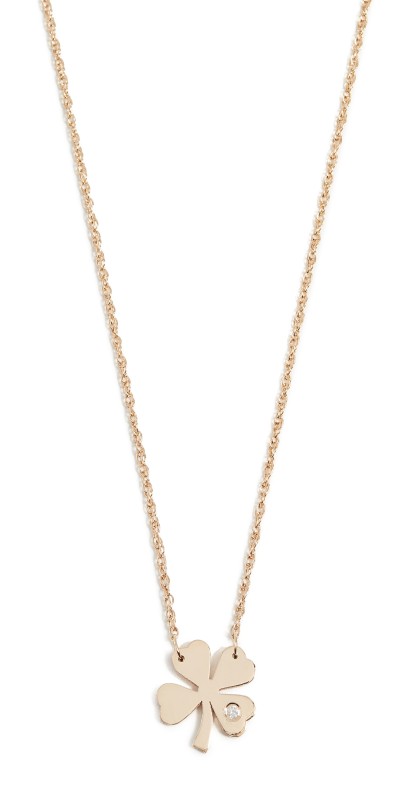 Jennifer Zeuner Jewelry Clover Necklace with Diamond Gold