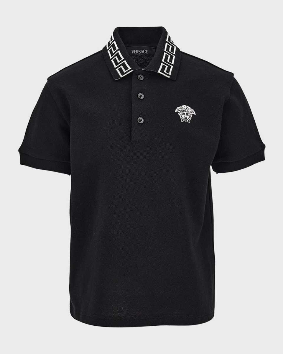 Boy's Greca Trim Polo Shirt, Size 4-6