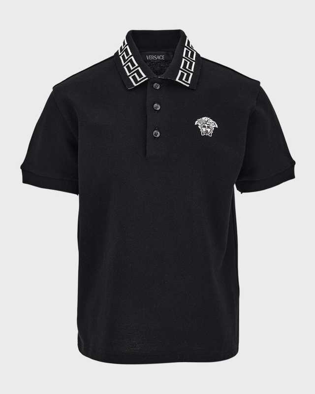 Boy's Greca Trim Polo Shirt, Size 4-6