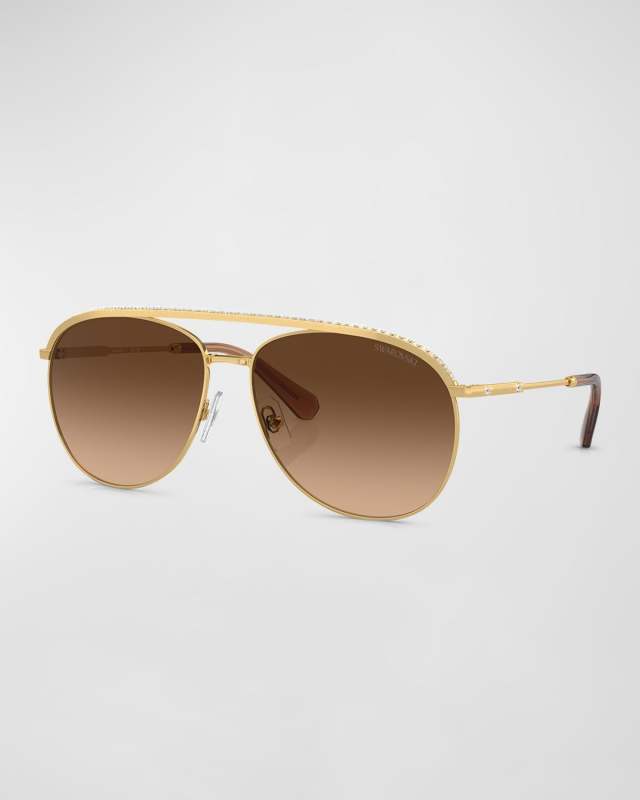 Pavé Metal Aviator Sunglasses