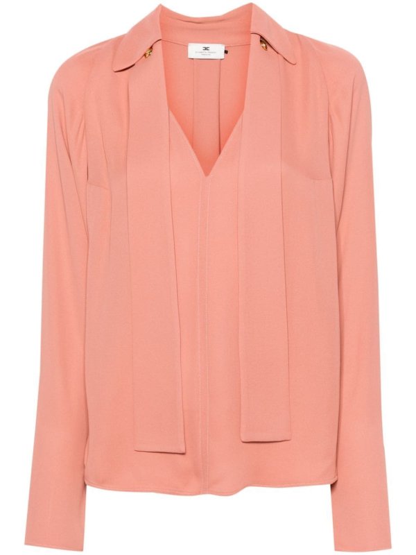 attached-scarf georgette blouse