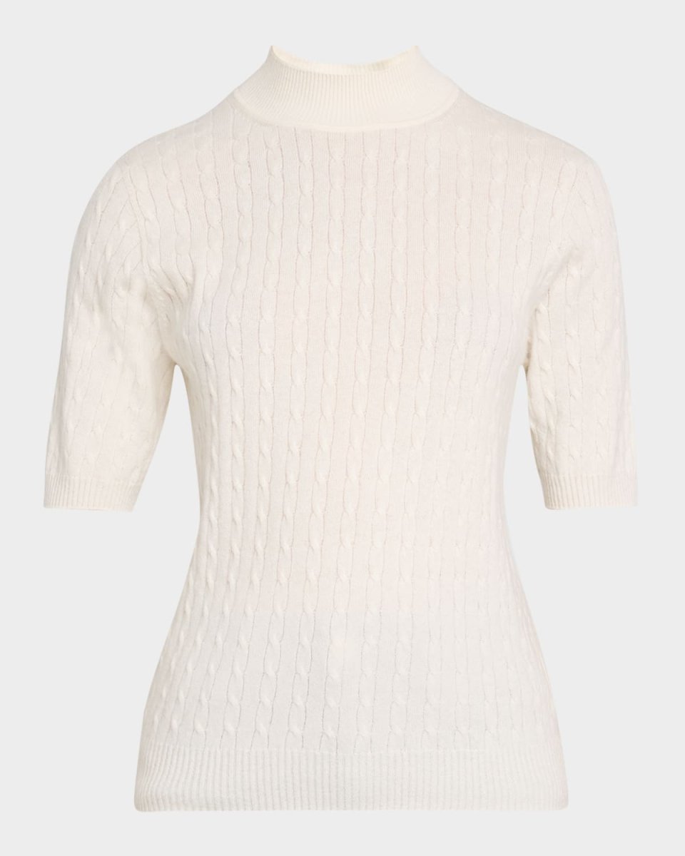 April Mock-Neck Cable Cashmere Sweater