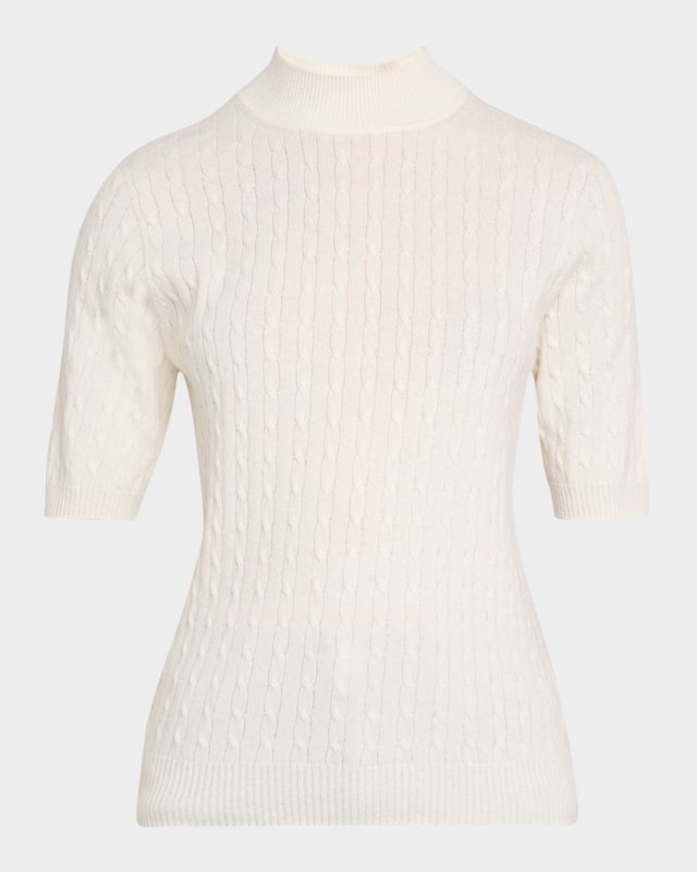 April Mock-Neck Cable Cashmere Sweater