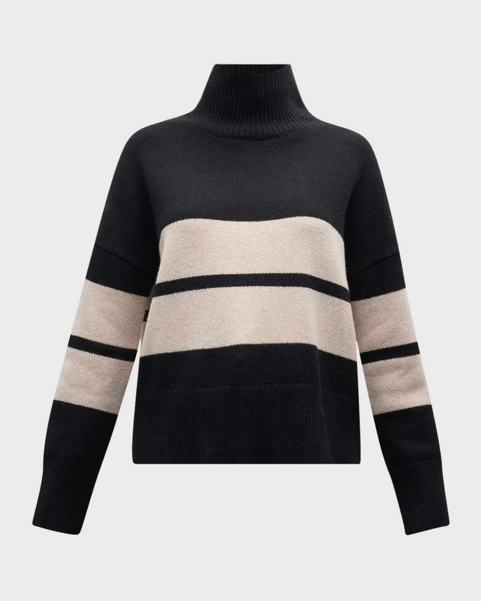 Malo Striped Turtleneck Wool Sweat