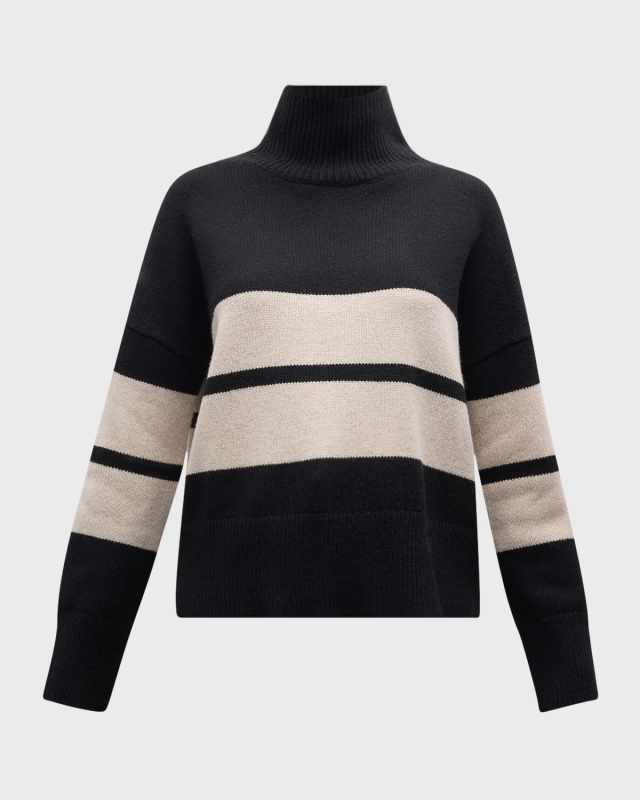 Malo Striped Turtleneck Wool Sweat