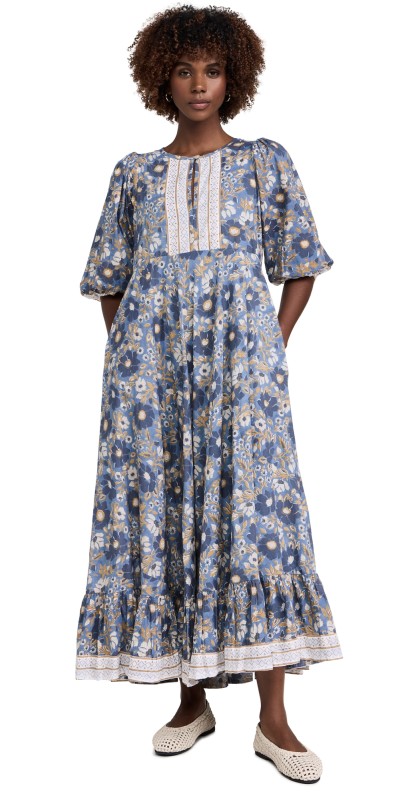 Marea House Dress Blue Indigo Orsay Floral Print