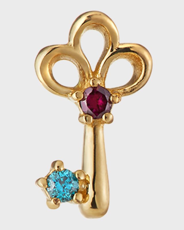 Misfit 14k Blue & Purple Diamond Key Earring, Single