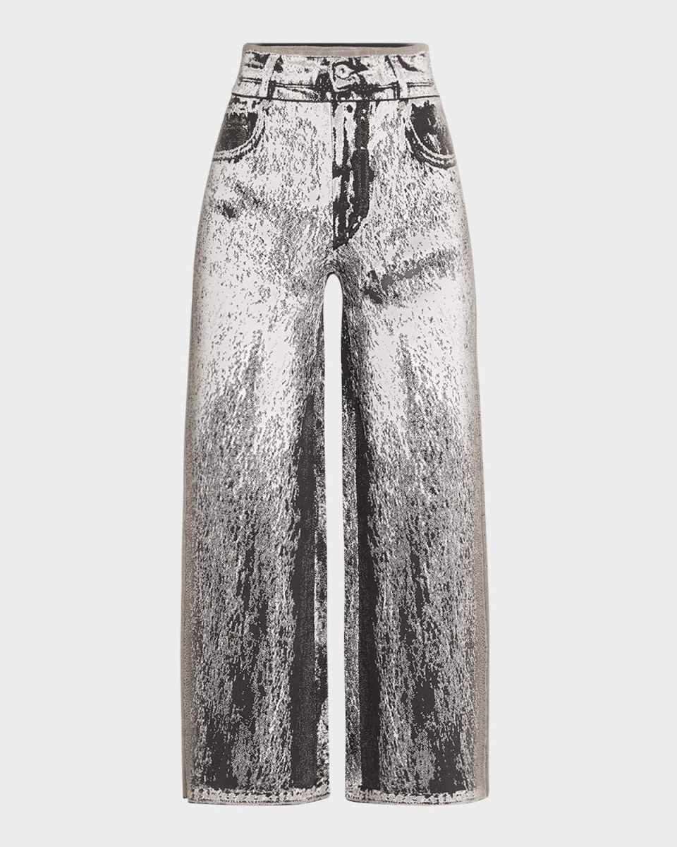 Zahra Faux Denim Wide-Leg Pants