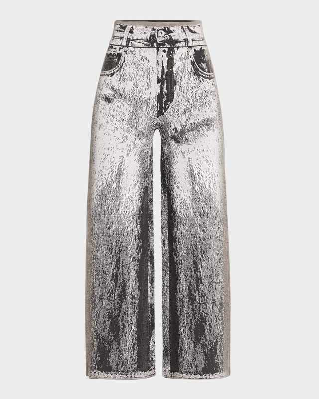 Zahra Faux Denim Wide-Leg Pants