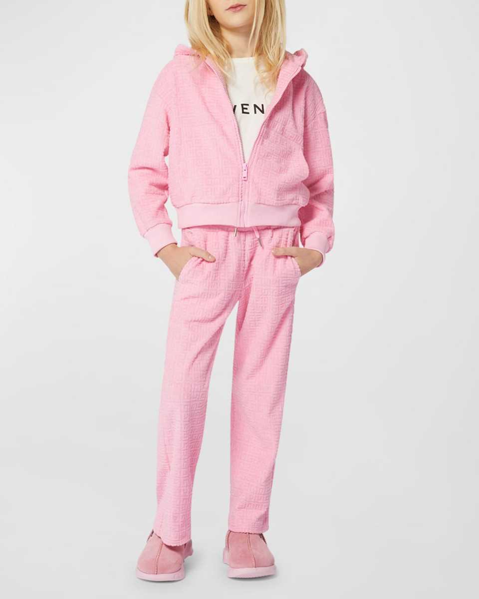 Girl's 4G Embossed Two-Piece Track Suit, Size 4-6