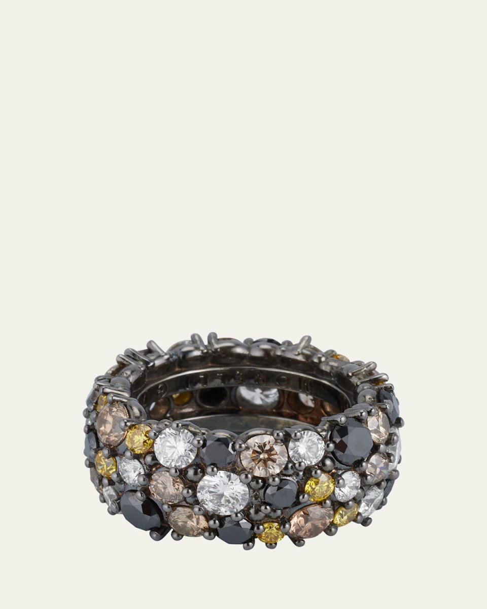 10mm Confetti Multi-Color Diamond Band Ring in 18K Gold