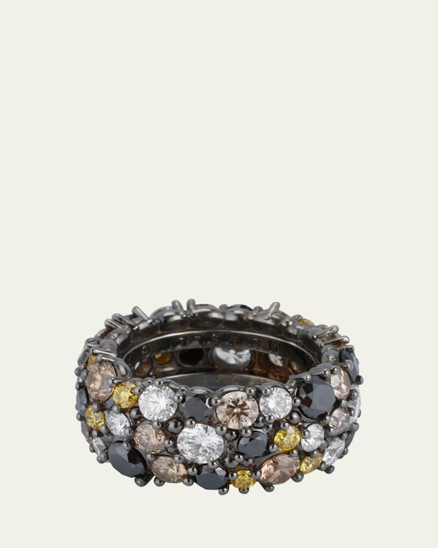 10mm Confetti Multi-Color Diamond Band Ring in 18K Gold