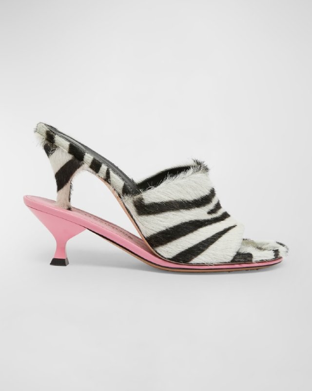 Jacquemus Les Doubles Mules Zebra-Print Sandals