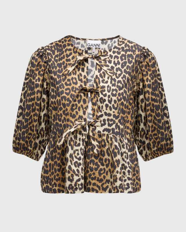 Printed Self-Tie Peplum Blouse