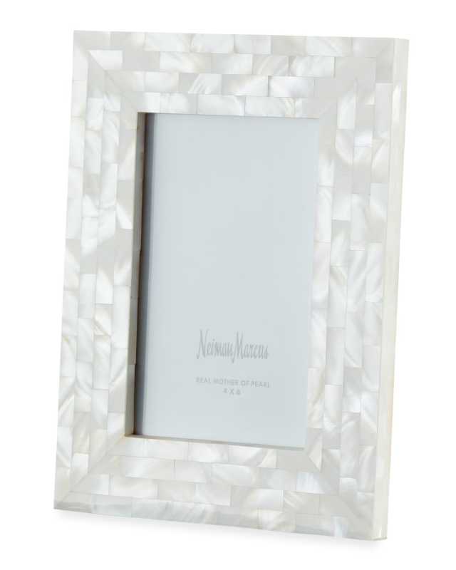 Mother-of-Pearl Picture Frame, White, 4" x 6"