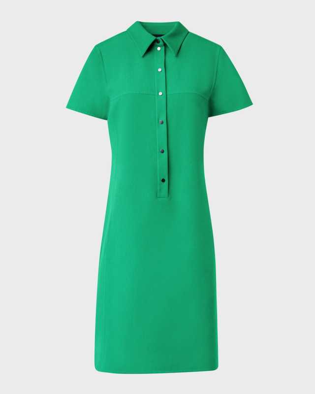 Cotton Silk Button-Front Polo Dress