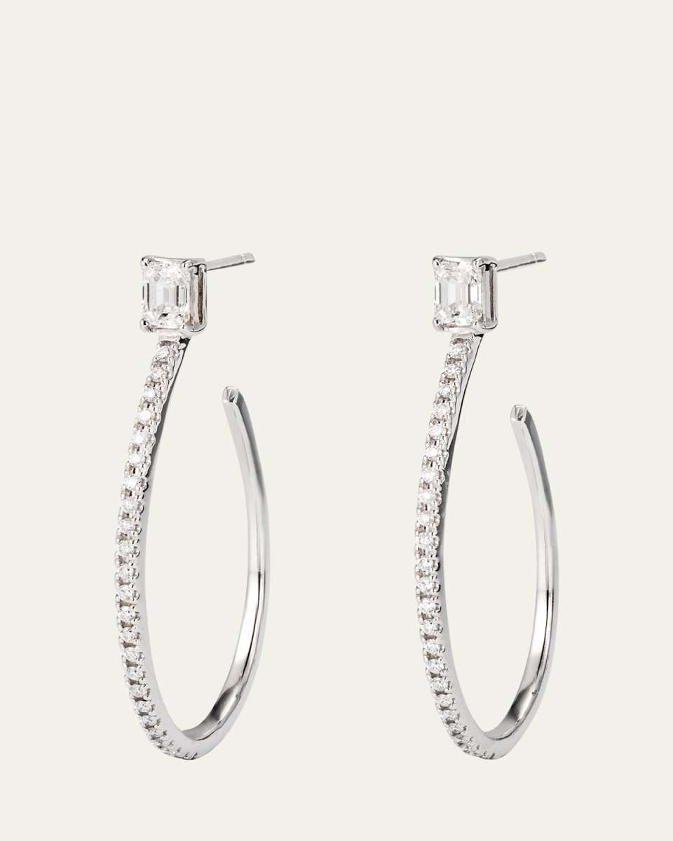 Flawless Diamond Teardrop Hoop Earrings, 35mm