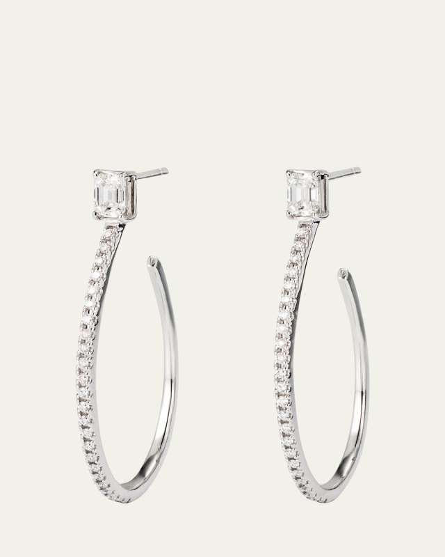 Flawless Diamond Teardrop Hoop Earrings, 35mm