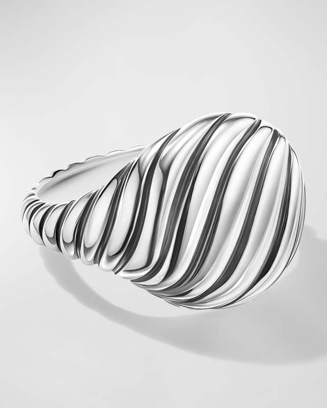 Sculpted Cable Pinky Ring in Silver, 13mm