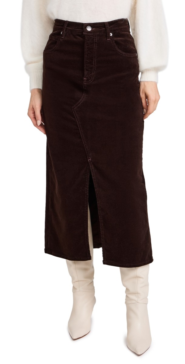 FRAME The Corduroy Midi Skirt Espresso