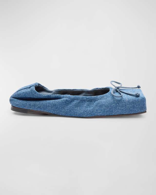 Denim Bow Ballerina Flats