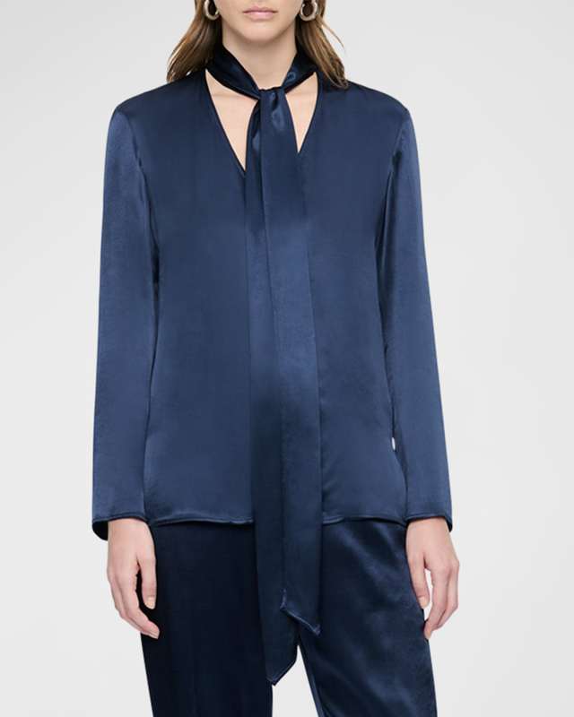 Piacere Tie-Neck Viscose Shirt